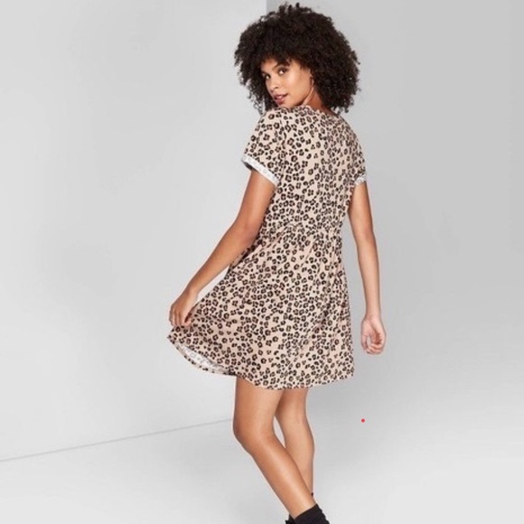 Wild Fable Leopard Print Babydoll Dress Size M - Picture 1 of 8